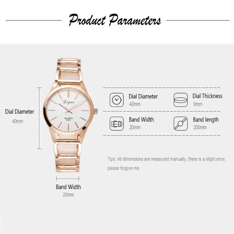 

Lvpai Alloy Steel Band Bracelet Quartz Watch Women Round Dial Wristwatch