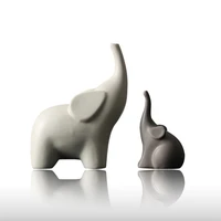 ceramic elephant figurines living room tv cabinet animal model display mother and child elephant home decor matte surface
