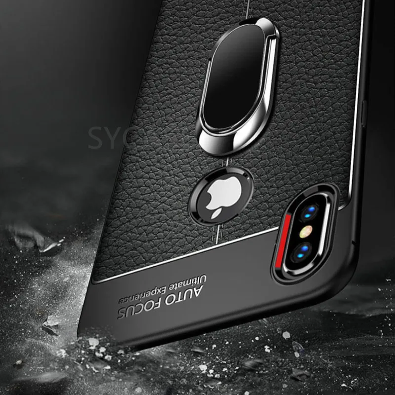 KoisAcase Soft TPU Litchi pattern leather phone case For Samsung S7 Edge S8 S9 Plus Note 8 9 Magnetic Car Holder Back cover |