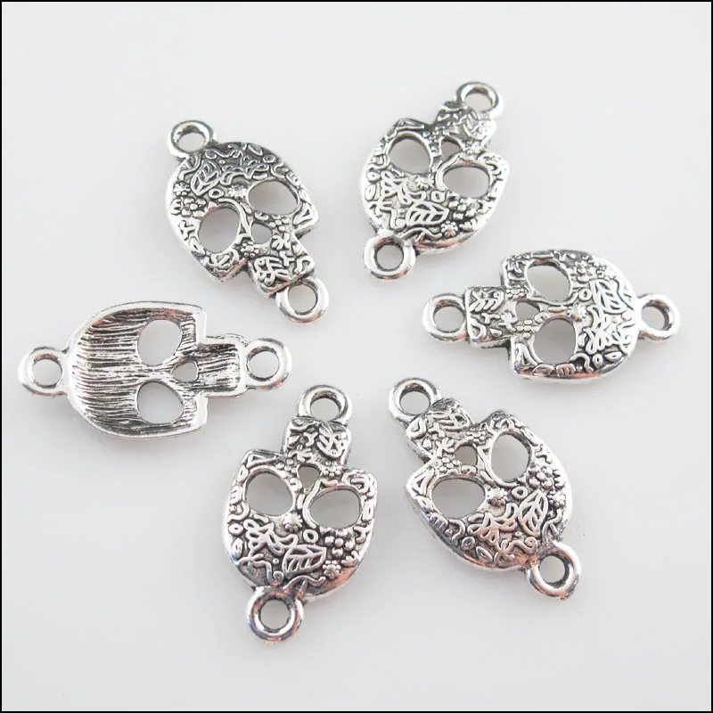 Модная обувь на каблуке 10 шт. Тибетский серебристый цвет Хэллоуин Черепа