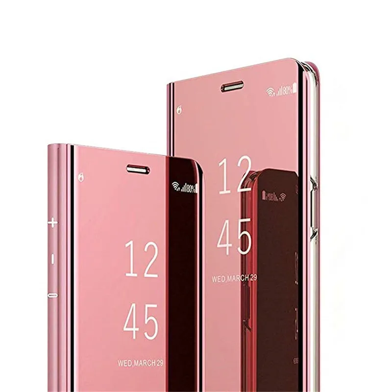 Прозрачный зеркальный чехол для телефона Vivo Y12 чехол модный флип-чехол с подставкой кожаный чехол для Vivo Y12 чехол 6,35 дюймов - Цвет: Rose Gold