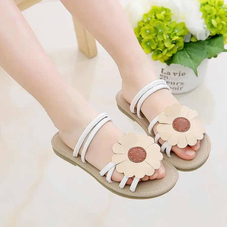 Шлепанцы для девочек дышащие сандалии пляжа с мягкой подошвой открытым носком