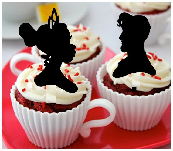 Блеск принцесса и лягушка силуэт для капкейка-Свадебные вечерние выбирает baby shower