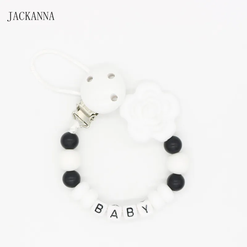 Персонализация имя клипсы для соски младенческой Цветок соска держатель цепи