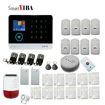 

SmartYIBA WIFI 3G WCDMA Wireless Home Security Burglar Alarm System RFID Card Smoke Fire Sensor Detector Solar Power Siren