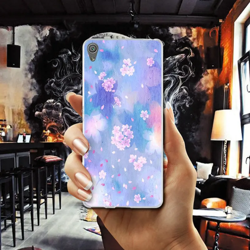 Beautiful Pink Cute Floral Silicone Soft Phone Case for Sony Xperia M2 M4 M5 E3 E5 T3 X XA1 XZ Z Z1 Z2 Z3 Z4 Z5 Compact Shell |