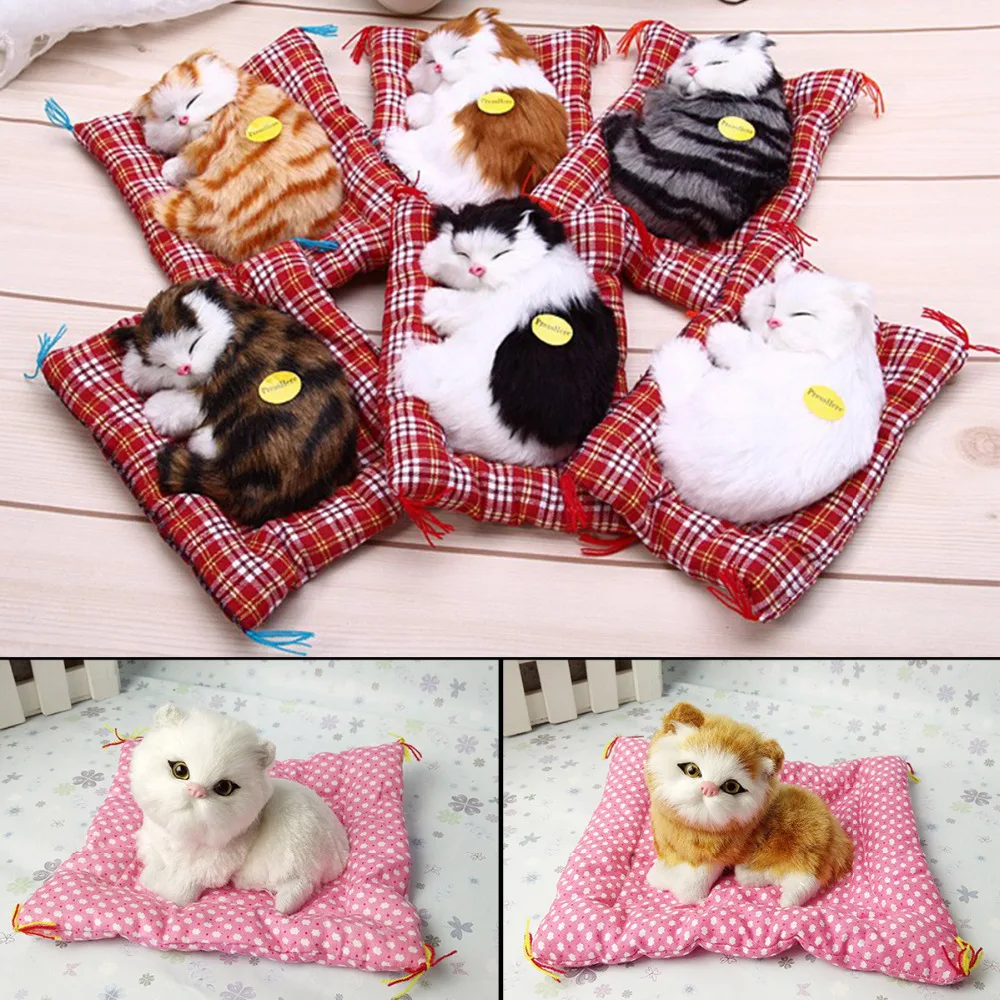 Мягкие игрушки прекрасный моделирование животных кукла плюшевые спящие кошки игрушка со звуком дети игрушки декорации и подарки на день рожденья для детей