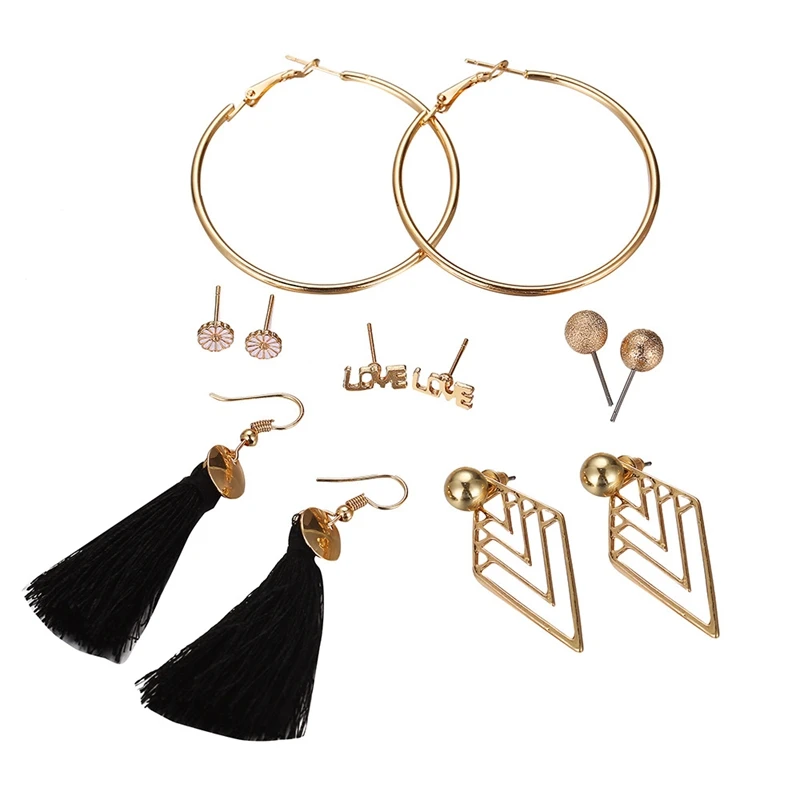 1 комплект 6 пар новые серьги с кристаллами и жемчугом набор для женщин гвоздики