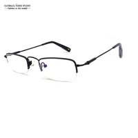 smart half rim slim metal eyeglasses men matt black flexible memory frame high quality prescription optical glasses d1016 c1