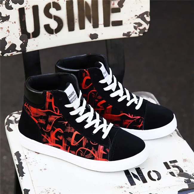 Мужская обувь; Новинка; мужская повседневная обувь; высокие кроссовки; Мужская Вулканизированная обувь; кроссовки на платформе; качественные мужские кроссовки; Masculinas - Цвет: High help red