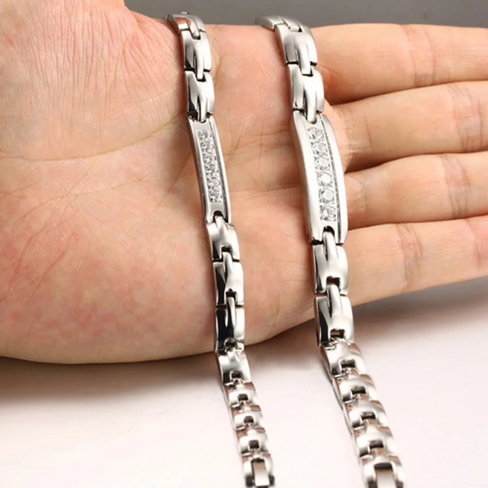 Браслет для влюбленных из нержавеющей стали с кристаллами CZ энергетические