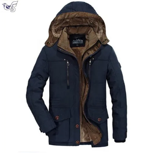 A nova jaqueta de inverno Homens de Meia idade Mais thjck quente casaco jaqueta com capuz casuais dos homens do revestimento do