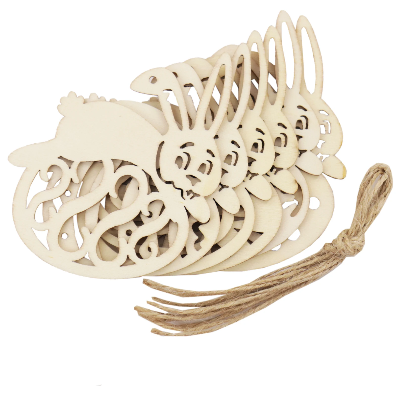 6 шт./компл. счастливые пасхальные Деревянные Подвески Кролик классический