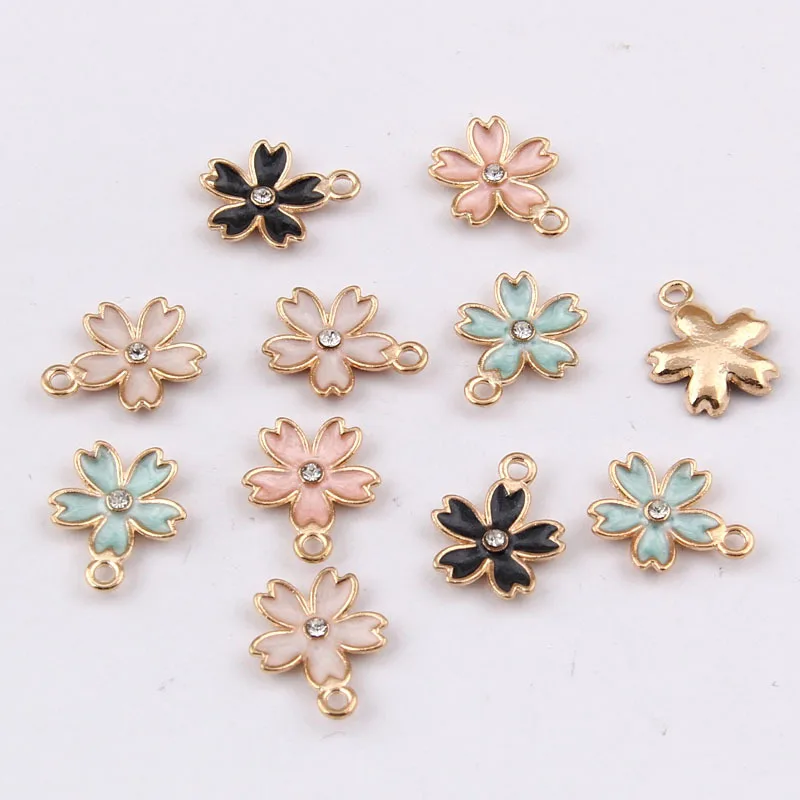 Daisies 100 шт. 16*14 мм новый дизайн кристалл цинковый сплав эмаль цветок подвески для