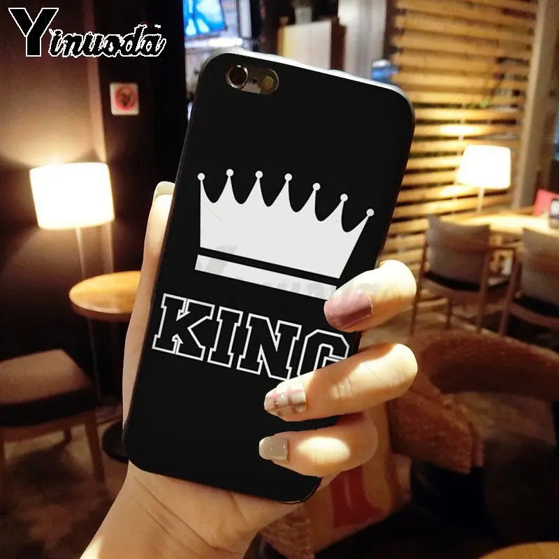 Yinuoda King Queen фото Мягкий силиконовый чехол для iphone 8 7 6 6S Plus 5 5S SE XR X XS MAX Coque