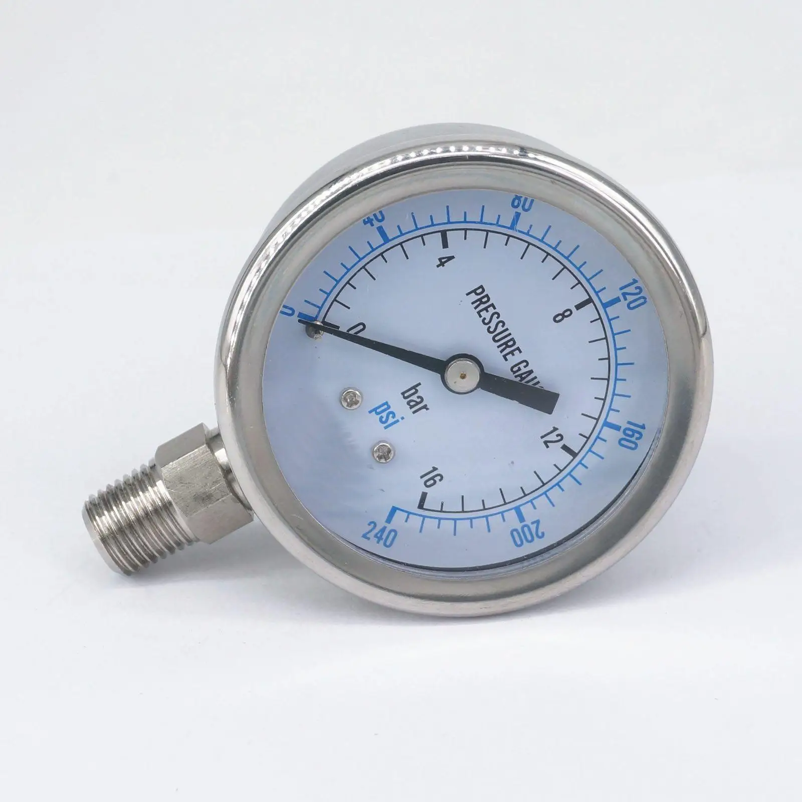 

0-16bar 1/4" NPT Male 60mm Dial Pressure Gauge 304 Stainless Bar PSI N2 Steam Brewing Pneumatic Air Gas Water Fuel