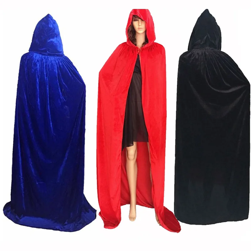 Черная бархатная вампирская накидка с капюшоном для взрослых вечерние накидки