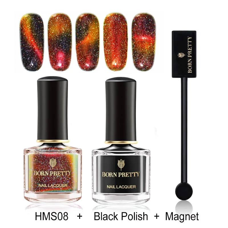 Set 14 BORN PRETTY 3D лак для ногтей с эффектом «кошачий глаз» набор 6 мл черная основа магнитная палочка хамелеон лак Магнит лак для ногтей набор - Цвет: Set 14