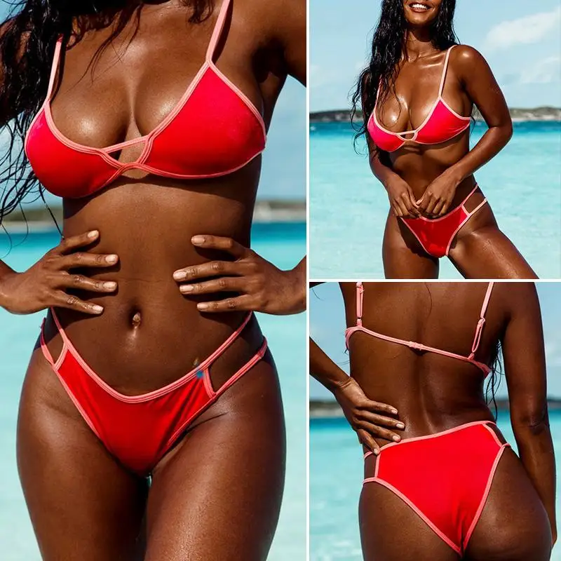 Turmeric thong bikini 2019 Push up sexy swimsuit female string swimwear women hollow out Bathing suit brazilian set new |