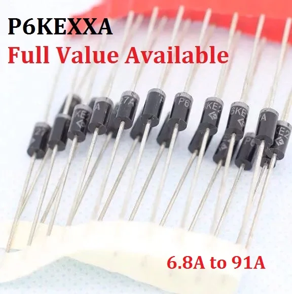 20 шт. P6KE P6KE6.8A 10A 12A 13A 15A 16A 18A 24A 27A 30A 33A 36A 51A 91A tvs диод P6KE|Диоды| |