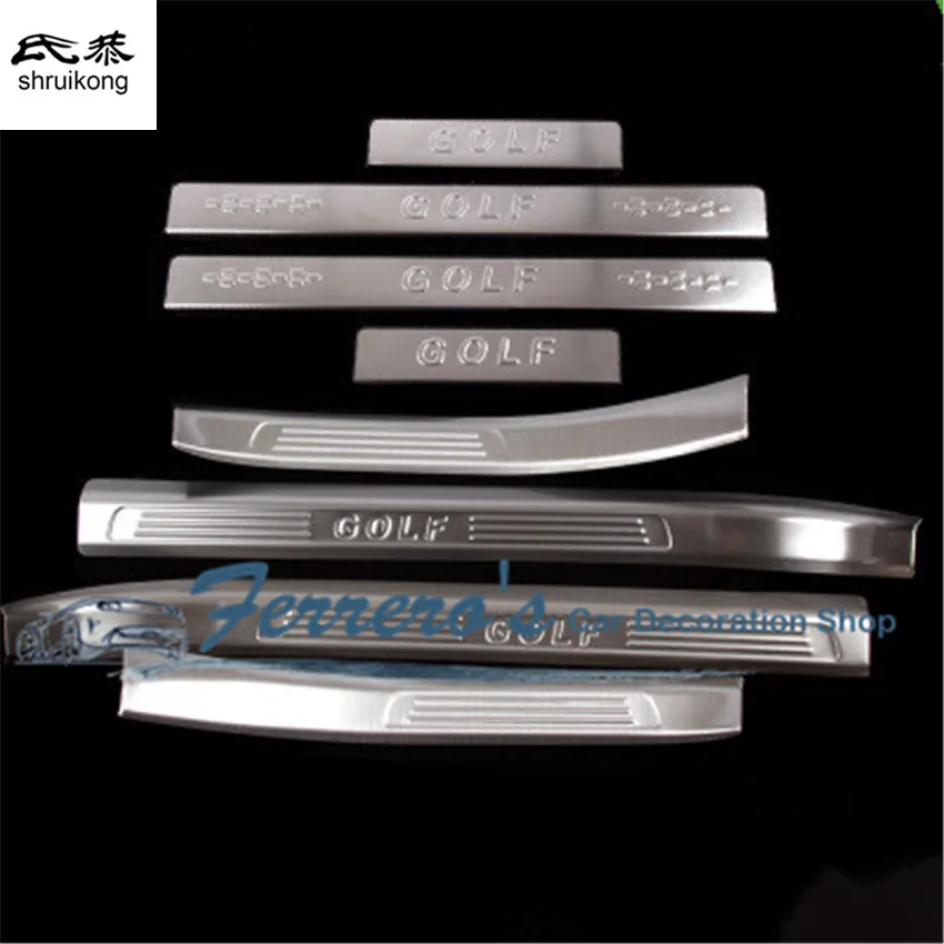 

Free shipping 4pcs/lot Stainless steel car sticker Door Sill Scuff Plate for VOLKSWAGEN VW GOLF 7 MK7
