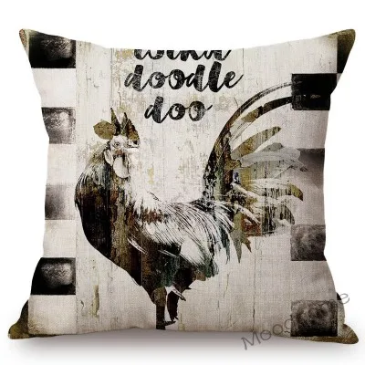 T231-3 Vintage Farm Animals Rooster Cow Pig Sheep Home Decorative Sofa Throw Pillow Cover Sweet Farm Retro Cotton Linen Cushion Cover - Цвет: T231-3