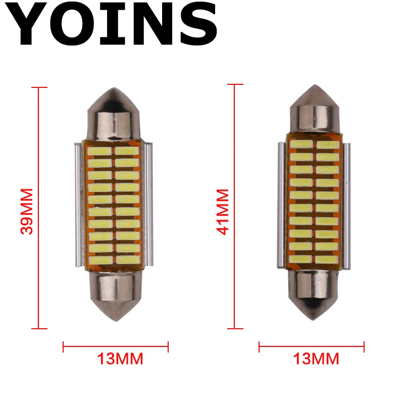 2 шт./39 мм/41 мм C5W 20 SMD 4014 Светодиодный лампочки CANBUS ERROR FREE автомобильный фестонный
