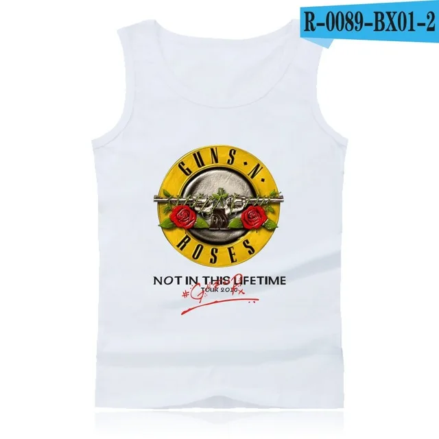 white GUNS N ROSES, панковские майки для фитнеса, майка без рукавов, летняя майка, майка для спортзала, Мужская одежда для бодибилдинга, ружья и розы - Цвет: white