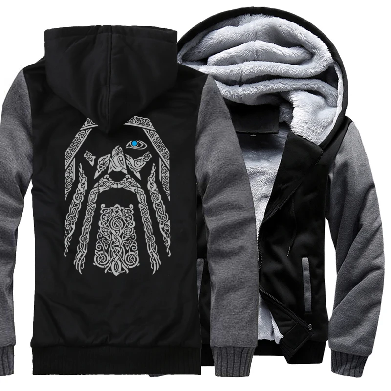 Мужская толстовка с капюшоном Odin Vikings камуфляжная куртка шерстяной подкладкой и