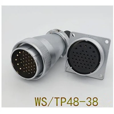 WS48-38F 1 комплект WS/TP48 авиационным соединителем мужской и женский квадратный фланец гнездо 5/7/20/27/38/42 Pin штепсельная вилка авиации круговой разъем кабеля - Цвет: WS48-38F