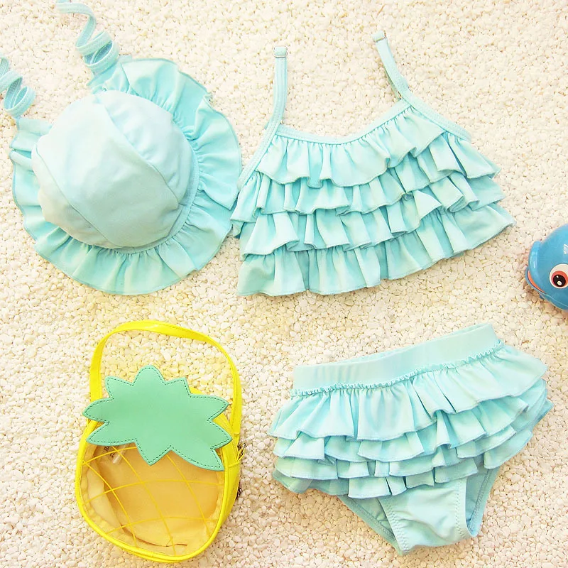 

Fghgf 2018 Summer Children's Baby Bikini Cute Kids Swimwear For Girls Infant Princess Two Pieces Swimsuit With Swim Cap 0-9y