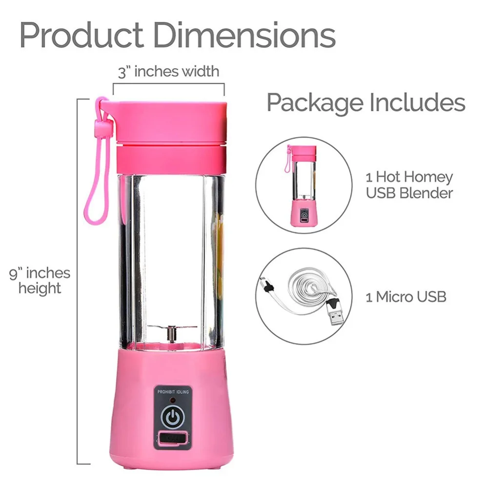 380ML USB Rechargeable Juicer Bottle Juice Maker Cup Orange Lemon Vegetables Fruit Milkshake Smoothie Squeezers Reamers | Дом и сад