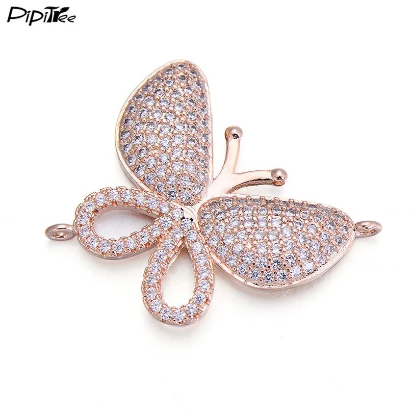 Pipitree, 5 шт./лот, роскошные микро подвески, CZ Циркон, большая бабочка, браслет, подвеска, сделай сам, подвески, хрустальные бусины, изготовление ювелирных изделий