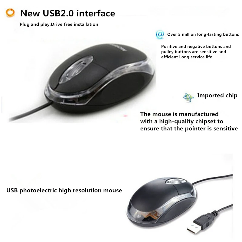 Бизнес офисный ноутбук маленькая Оптическая Проводная usb-мышь мини-мышь