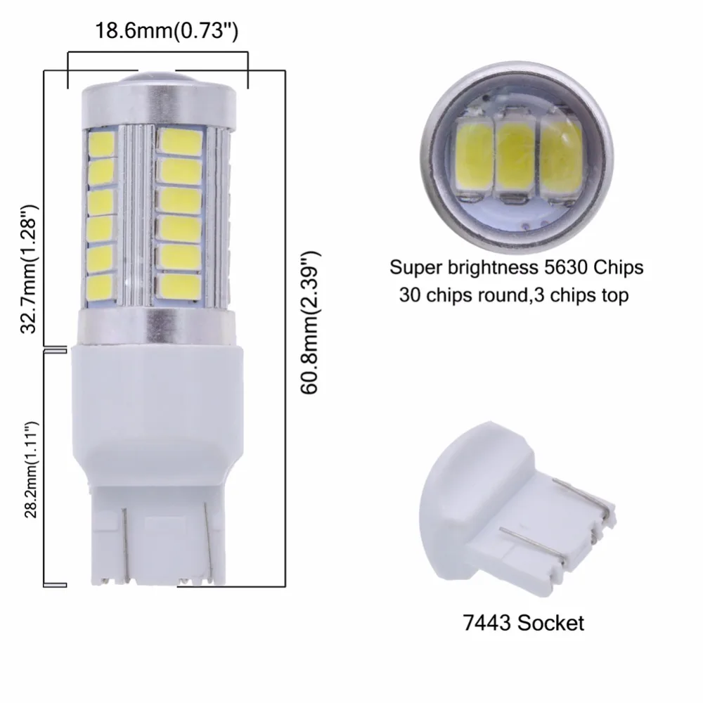 4 шт. T20 W21W светодиодный W21/5W 7440 7443 33SMD фонарь для автомобильного тормоза заднего