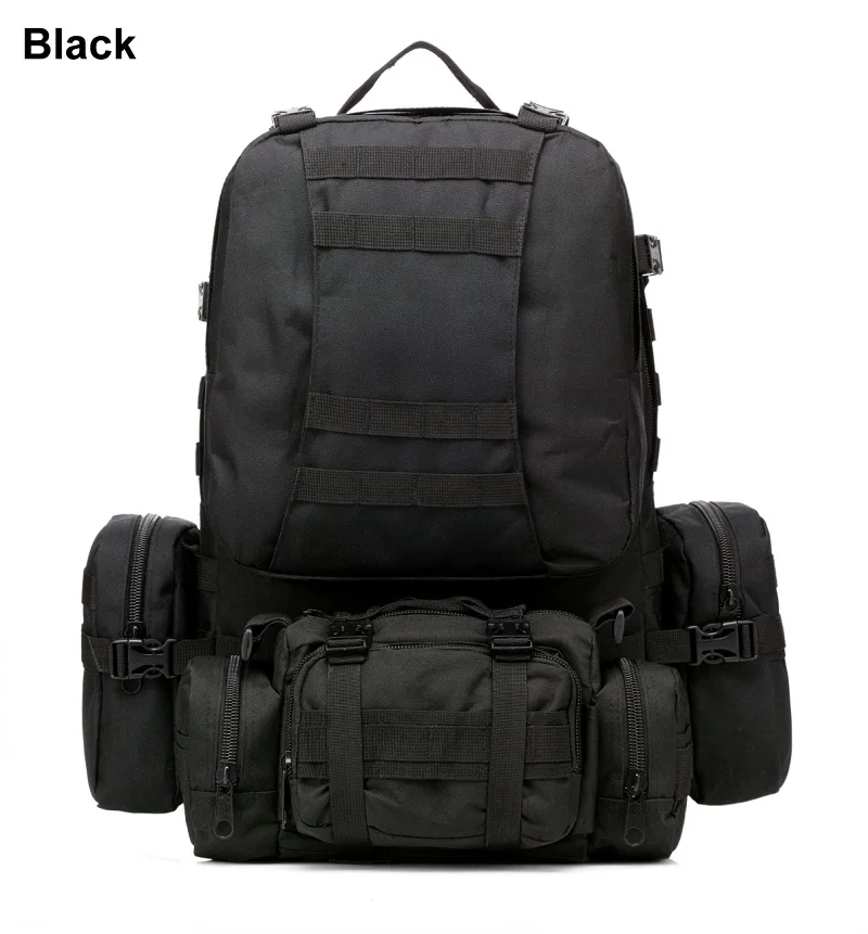 black 50L Molle штурмовая тактическая сумка, уличные армейские военные рюкзаки, Рюкзак, Сумка для кемпинга, большая емкость, Для Путешествий, Походов, рюкзак - Цвет: black