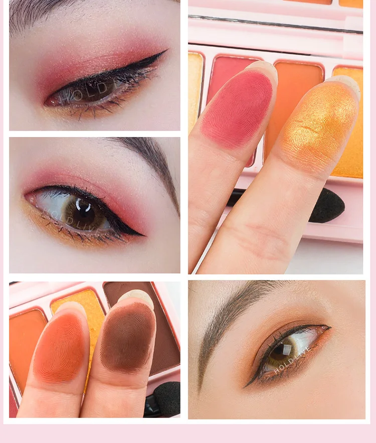 Удерживайте живой персиковый вишневый цвет мерцающие матовые тени для век