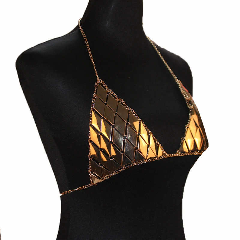 Пикантные модные богемные Для женщин ромб Металл верхний Жгут Бюстгальтер тела