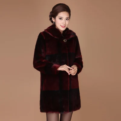 Short wine red Женская куртка из меха норки размера плюс, роскошное зимнее пальто, модные утолщенные меховые пальто, свободные женские теплые высококачественные меховые куртки s Parka - Цвет: Short wine red