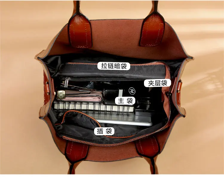 

Elegant High Grade Oil Wax Cow Leather Women Totes Casual Shoulder Bag Genuine Leather Perfect Quality Women Handbags