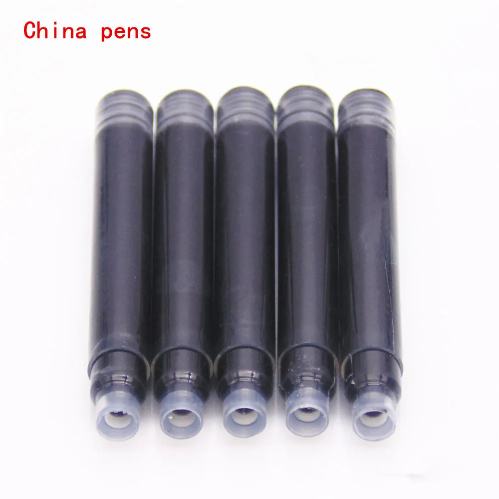 5pcs ink Black Роскошная качественная 7050 шапка с бриллиантом цветная школьная Студенческая офисная 0,38 мм перьевая ручка новинка - Цвет: 5pcs ink Black