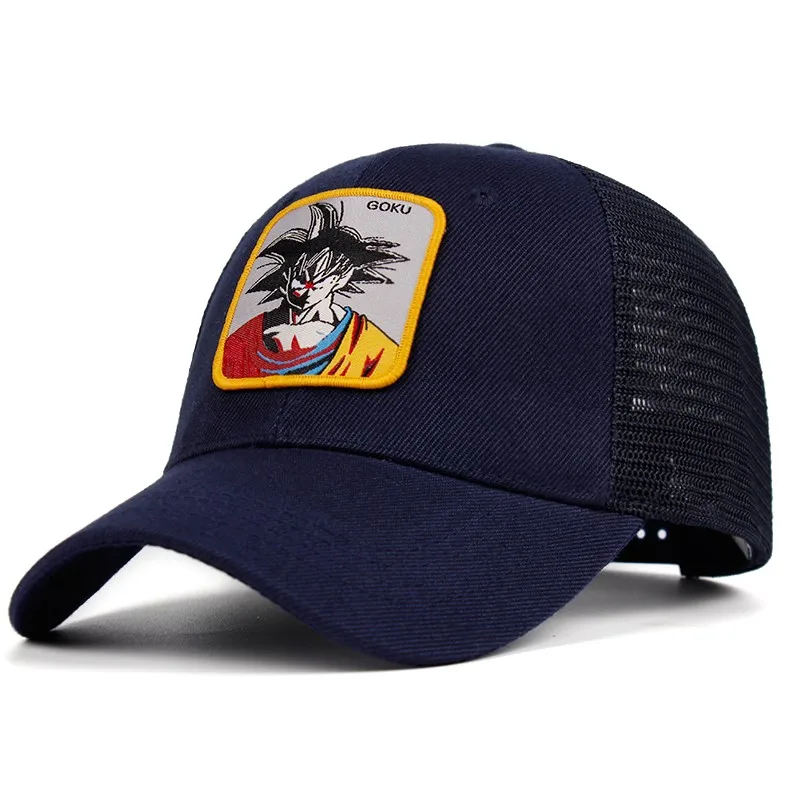 Гоку сетчатая шапка Dragon Ball Z Snapback BULMA хлопок Saiyan Бейсбол кепки для мужчин женщин хип хоп дальнобойщик папа шляпа лето дропшиппинг - Цвет: Тёмно-синий