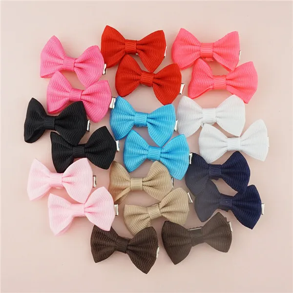 10pairs 10colors Твои банты, 10 пар в партии модные Луки Карамельный цвет мини сплошного цвета или в точку, Цветочные заколки для волос для детей Для женщин девочек Головные уборы аксессуары для волос - Цвет: 10pairs 10colors