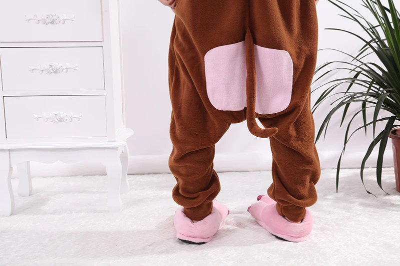 Комбинезон Кигуруми для мужчин и женщин коричневый комбинезон с обезьяной