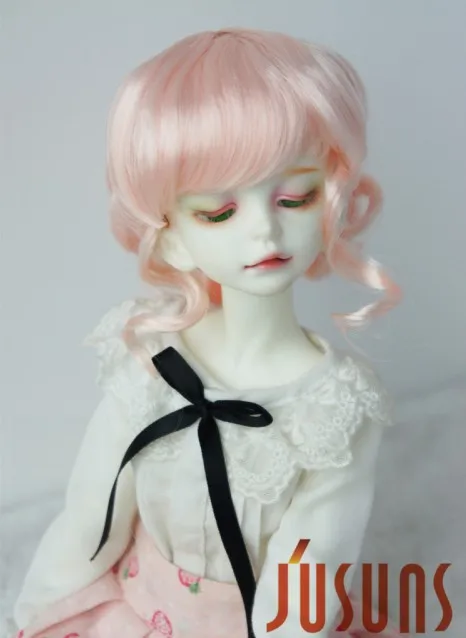JD261 1/4 MSD синтетический, мохеровый, для куклы парики Updo стиль BJD волосы 7-8 дюймов BJD парики - Цвет: Peach pink