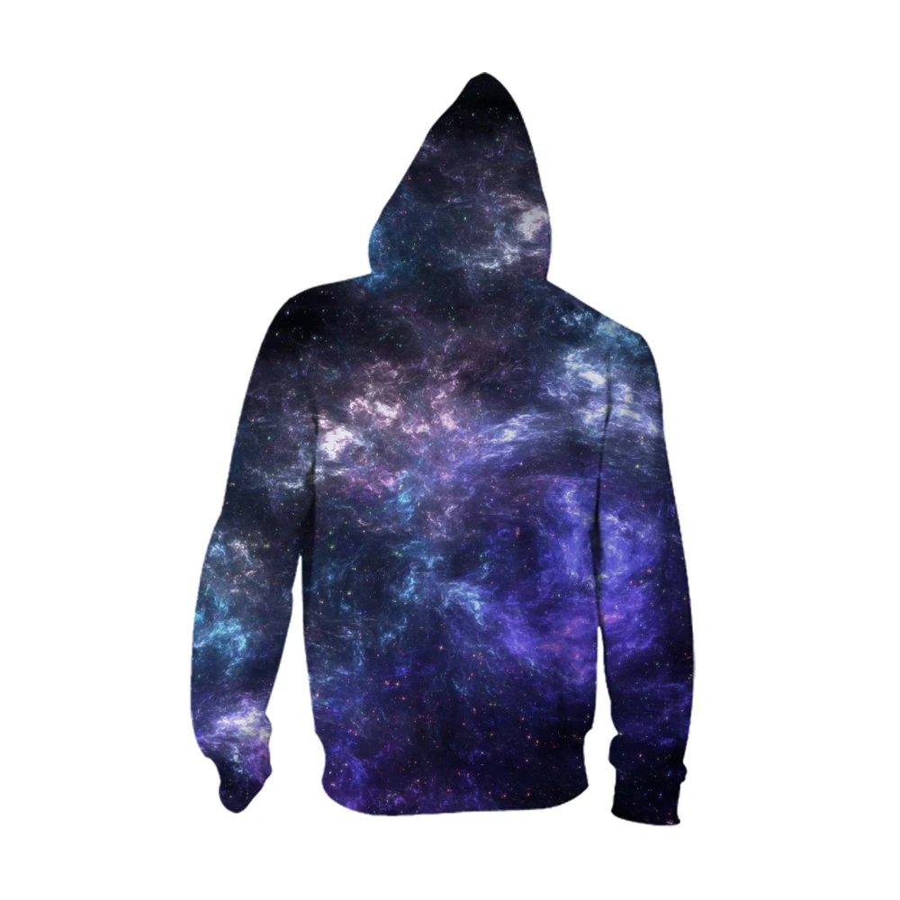 Мужские синие толстовки с капюшоном фиолетовые Кофты на молнии 3D принтом Galaxy Space