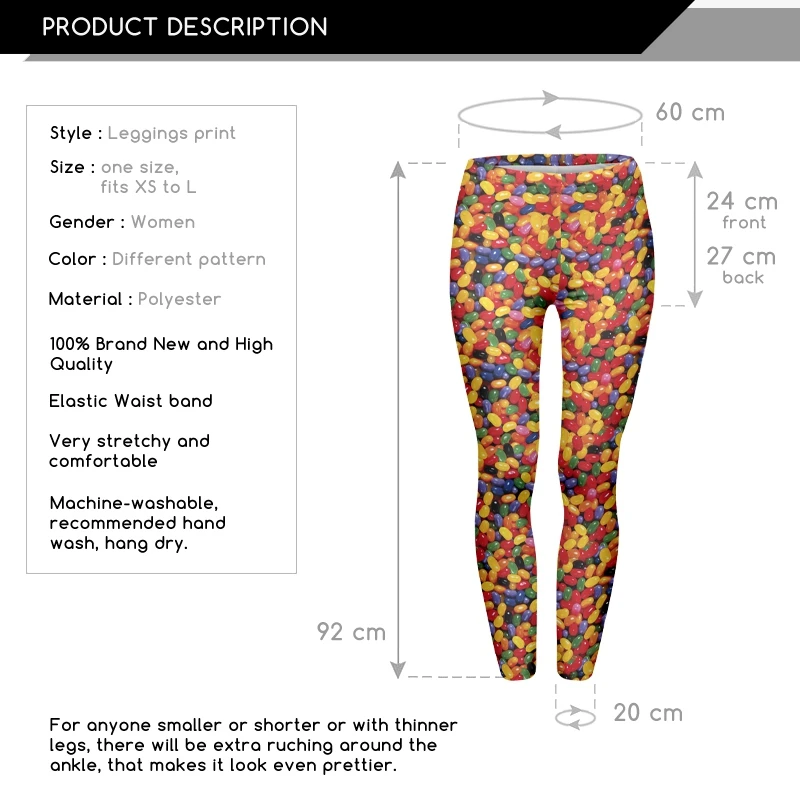 Новый милый полиэстер удобные Мотобрюки красочные 3D печати конфеты узор Для