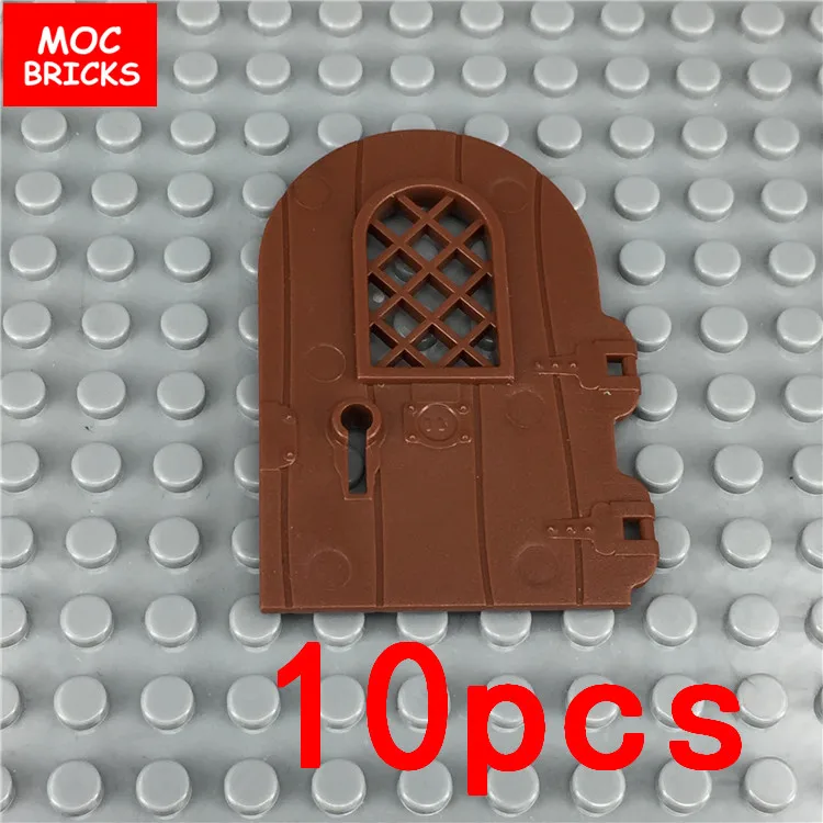 Кубики MOC дверь замка коричневого цвета 4x6 круглое окно и Замочная скважина