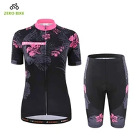 zerobike new outdoor sports mtb bike jersey 3d padded shorts breathable top womens cycling set short sleeve full zip ciclismo