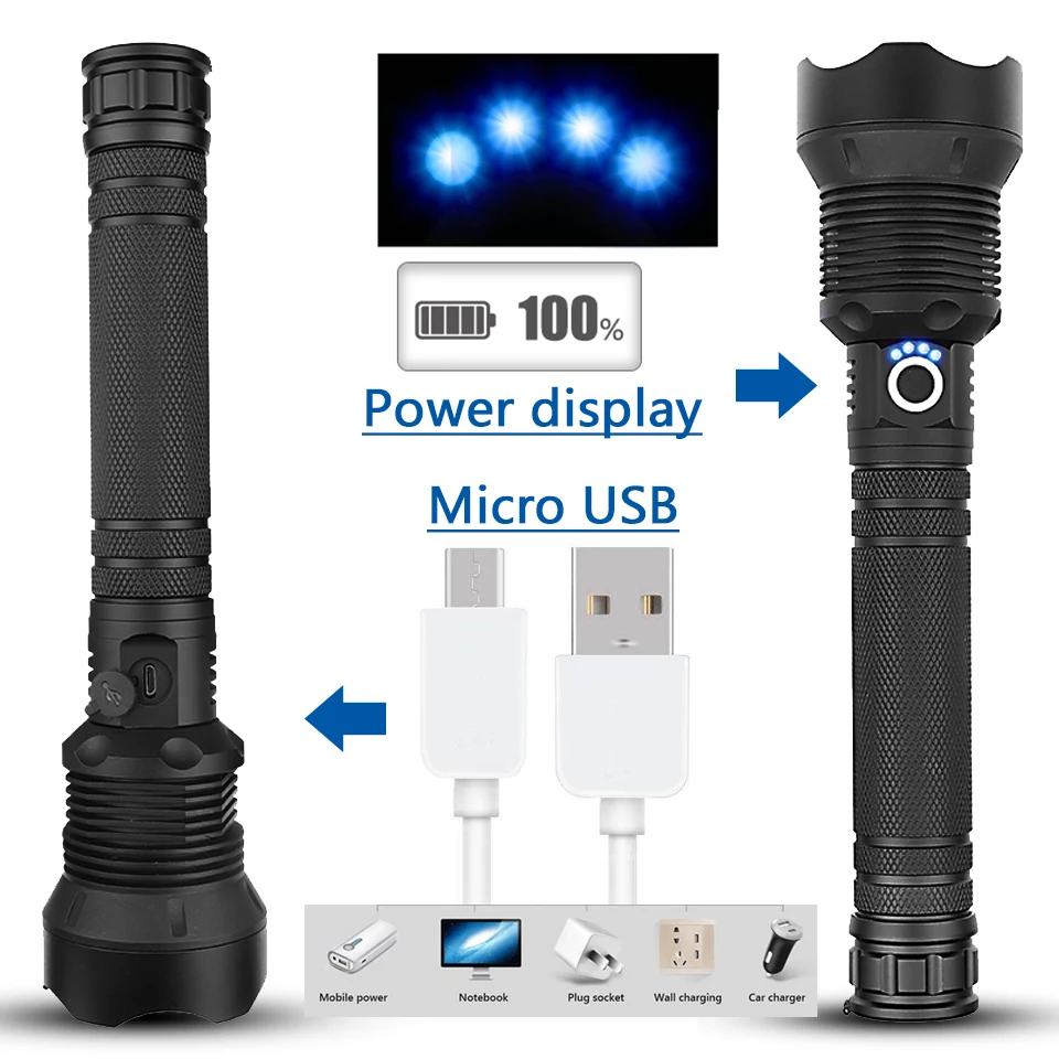XLamp xhp70.2 самый мощный светодиодный фонарик с usb-увеличением фонарь xhp70 xhp50 18650 26650 фонарик с перезаряжаемой батареей